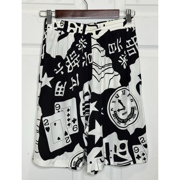 Saint Germain White Black Gambling Card Printed Bedazzled Blouse Short Set Small - Picture 11 of 15